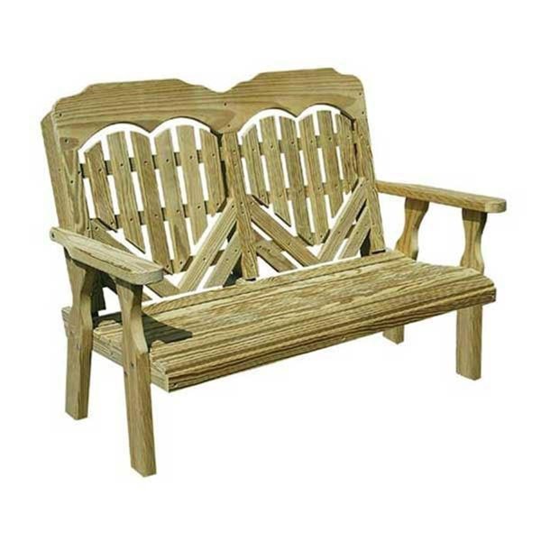 Creekvine Designs 53 in Treated Pine Heartback Garden Bench FPB48HBCVD